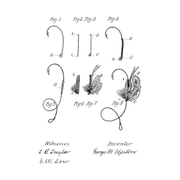 Fishing Fly Vintage Patent Hand Drawing by TheYoungDesigns