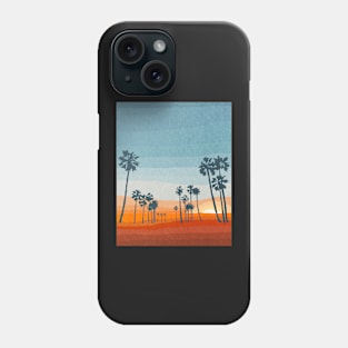 Sunset and palms, Mid century art print Phone Case