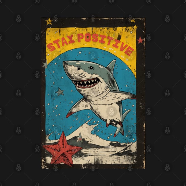 STAY POSITIVE!!! Shark attack, retro style by Pattyld