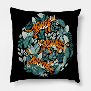 Bengal Tiger Teal Jungle Pillow