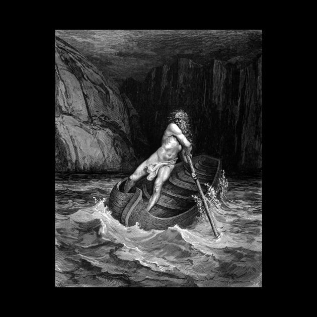 High Res Gustave Doré Illustration Charon the Ferryman of the Dead by tiokvadrat