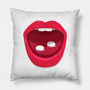 Mouth and speech bubble tablets Pillow