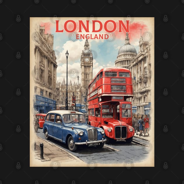 London England Vintage Travel Poster Tourism by TravelersGems