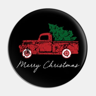 Merry Christmas Retro Vintage Red Truck Pin