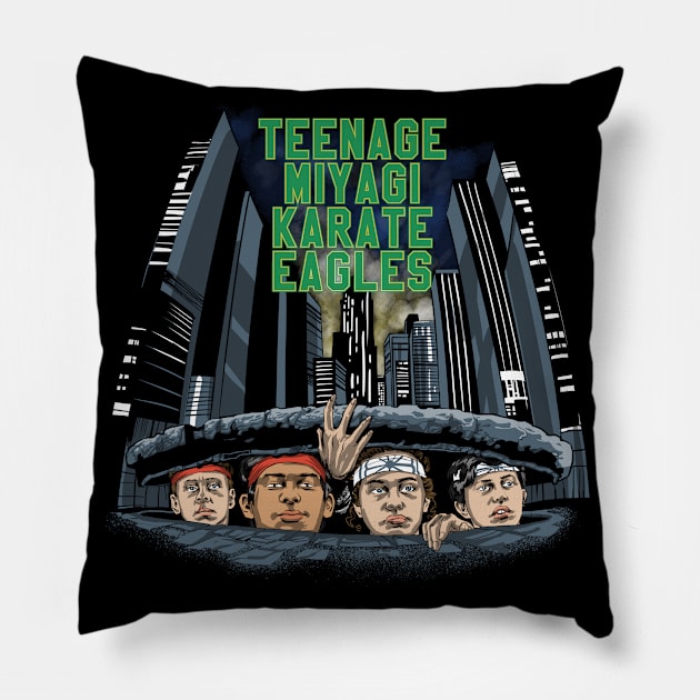 Teenage Miyagi Karate Eagles Pillow by Zascanauta