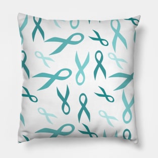 Teal Ribbon Awareness Gift PTSD OCD Uterine Cancer Ovarian Cancer Pillow