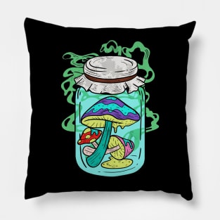 Psychedelic Mushrooms Mason Jar Pillow