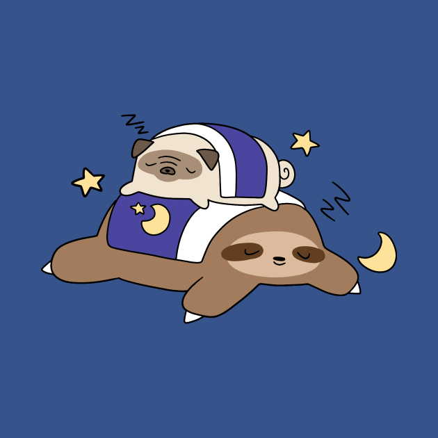Sleepy Pug and Sloth by saradaboru