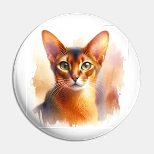 Abyssinian - Watercolor Cat Pin