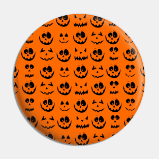 HAPPY Halloween Pumpkin Face Pattern Orange Pin