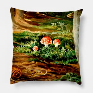 Three Magic Mushrooms in the Enchanted Forest Pillow