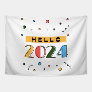 Colorful Hello 2024 Tapestry