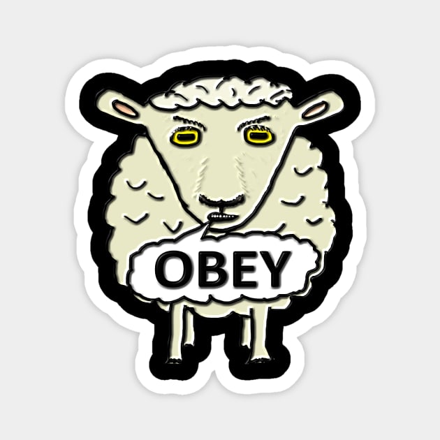 Obey Sheep Magnet by Mark Ewbie