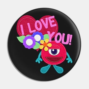 I Love You! Felt Monster Pin