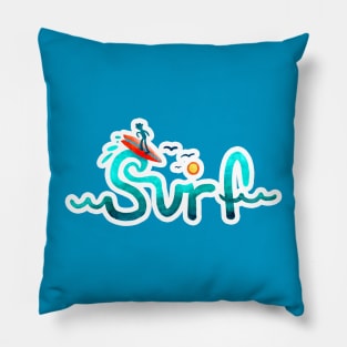 Ocean Surfer Calligraphy Pillow