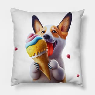 Dog eating ice cream Pillow