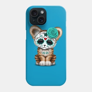 Blue Day of the Dead Sugar Skull Tiger Cub Phone Case