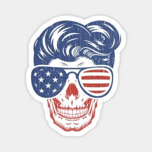 American Rock n Roll Quiff Skull Magnet