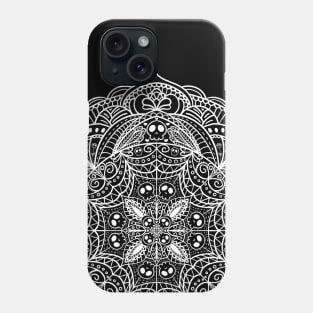 White Skull Mandala Cute and Spoopy Yoga Halloween, Day of the Dead Design Phone Case
