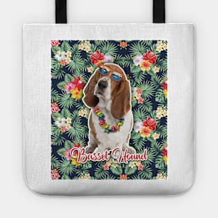 Basset Hound Summer Funky Hawaiian, Hawaii Style, Dog Personalized Hawaiian Tote