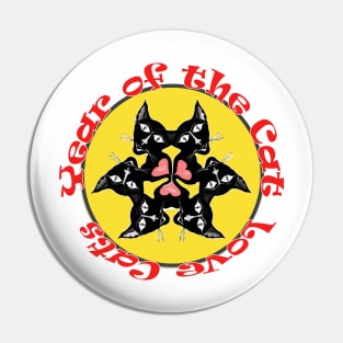 Cute Kittens Cat Lovers Black Cats Mandala Pin