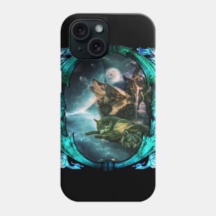 Awesome wolf in the moonlight Phone Case