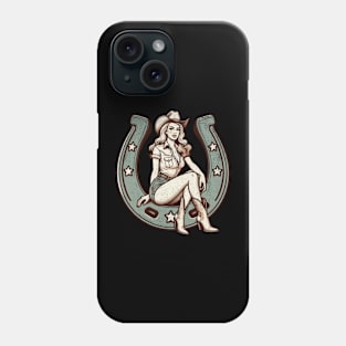 Glamorous Western Cowgirl - Fashionable Cowboy Boots Retro Pastel Artwork Phone Case