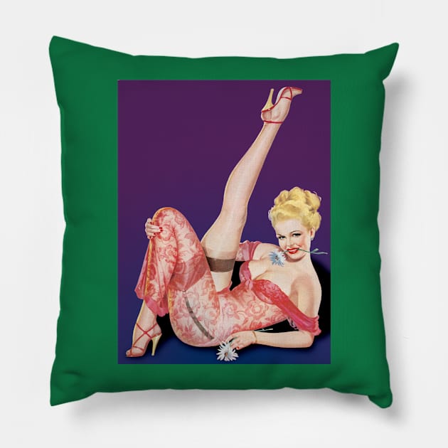 Blonde Girl in Lingerie with Daisies: Vintage Peter Driben Pillow by Jarecrow 