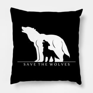 Save the Wolves (Black) Pillow