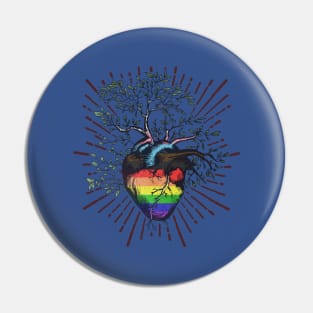 Progress Pride Rainbow Flag Heart Tree of Life Pin