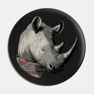 Thug Rhino animal art Pin
