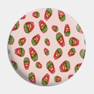 bruger lips pattern biting down burger Pin