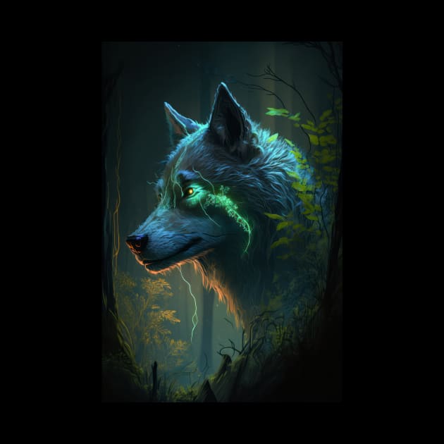 Wolf Animal Portrait Painting Wildlife Outdoors Adventure by Cubebox