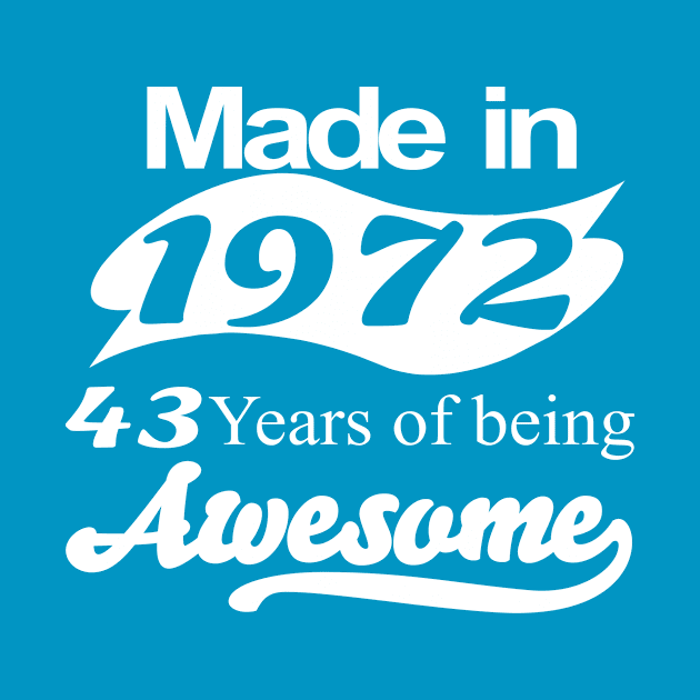 Made in 1972 43 years of being awesome by teez4u