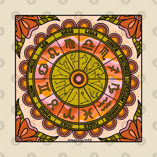 Retro Zodiac Wheel by Doodle by Meg