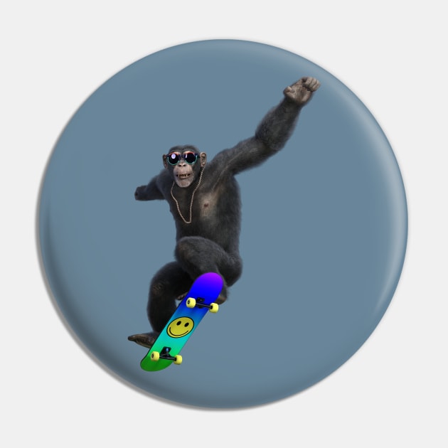 Skater Chimp Pin by vonHobo