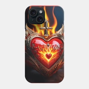 Sacred Heart in Flames Phone Case