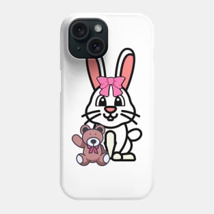 Funny Bunny is holding a teddy bear Phone Case