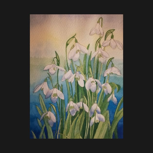 Snowdrops watercolour painting by esvb