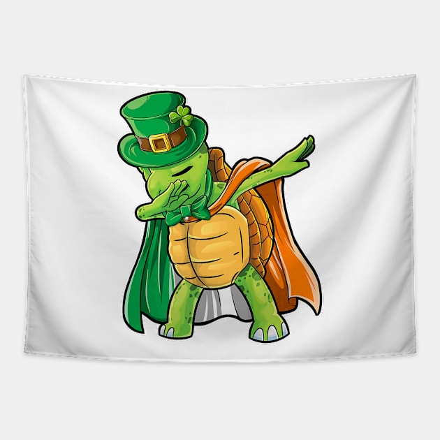 Dabbing Turtle St Patricks Day Boys Leprechaun Irish Tapestry by Macy XenomorphQueen