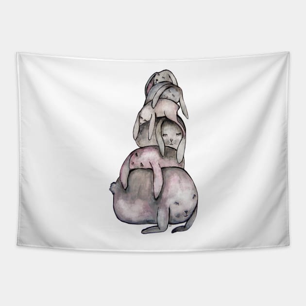 Sleeping Bunnies Pile Tapestry by msmart