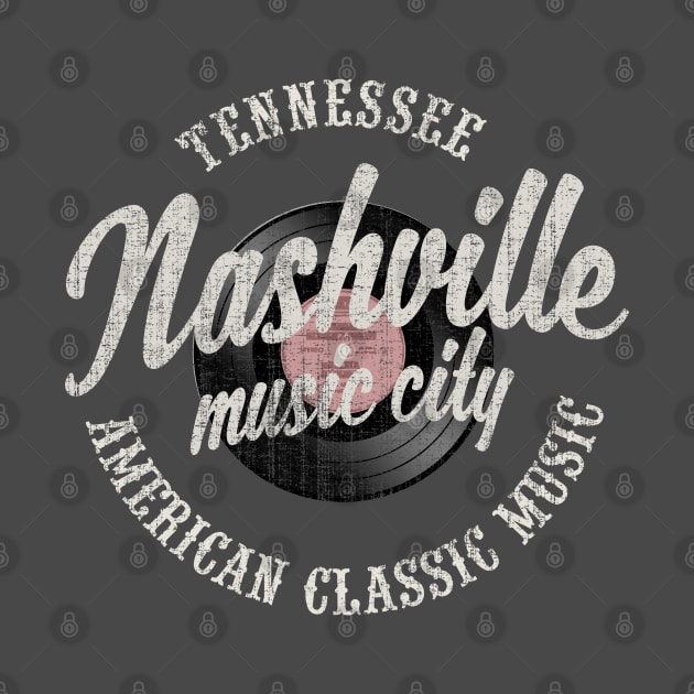 Nashville Music City Vinyl Vintage by Designkix