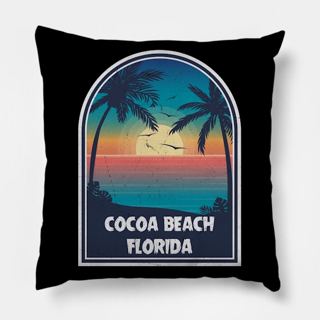 Cocoa Beach Florida Vintage Retro 70s 80s Pillow by kalponik