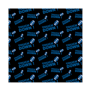 Black and Blue Touch Down American Football Pattern T-Shirt