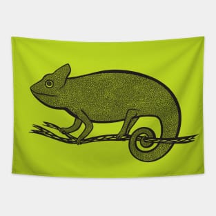 Chameleon Ink Art - cool animal design - on vibrant yellow green Tapestry