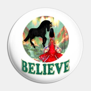 Believe. Unicorn and Mermaid Pin