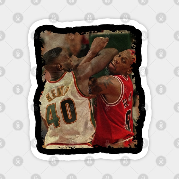 Shawn Kemp vs Dennis Rodman, 1996 Magnet by Omeshshopart