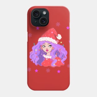 Santa Clouse girl in red hat Phone Case
