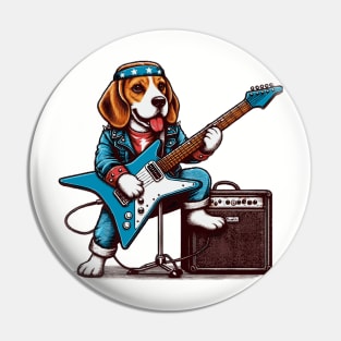 Beagle Playing Guitar Pin