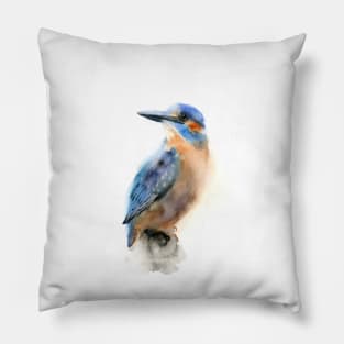 watercolor kingfisher Pillow